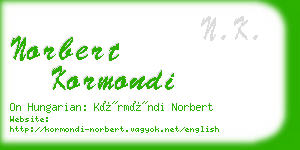 norbert kormondi business card