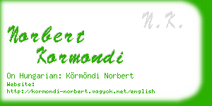 norbert kormondi business card